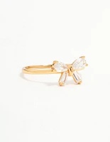 Gold Plated Sterling Silver Cubic Zirconia Bow Ring