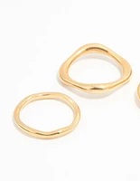 Waterproof Gold Plated Stainless Steel Organic Rings 3-Pack