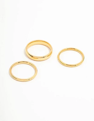 Waterproof Gold Plated Stainless Steel Fanned Stacking Rings 3-Pack