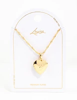 Gold Plated Heart Locket Initial E Necklace