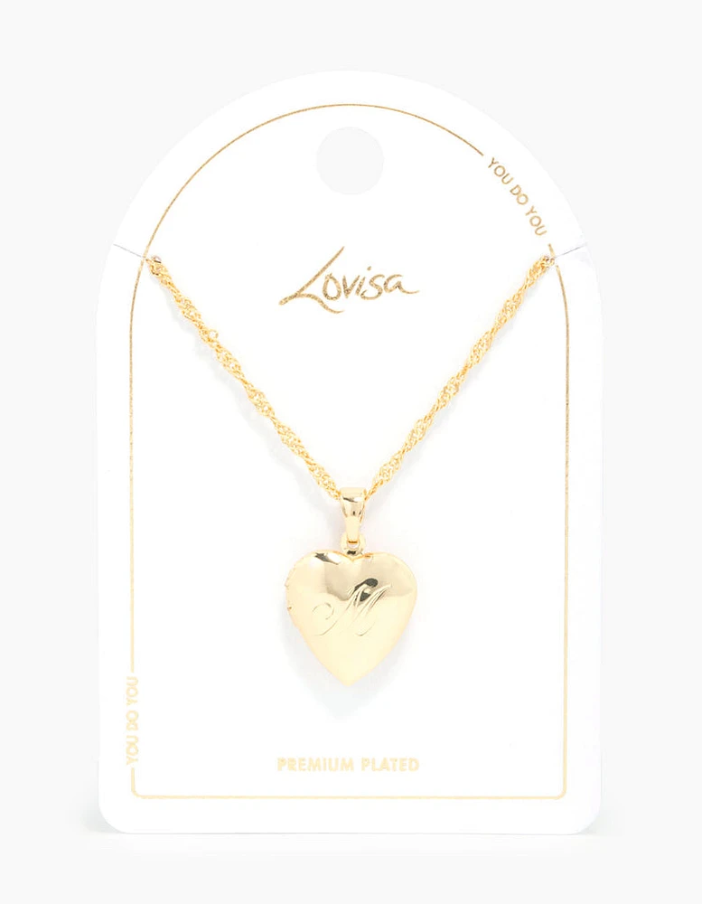 Gold Plated Heart Locket Necklace