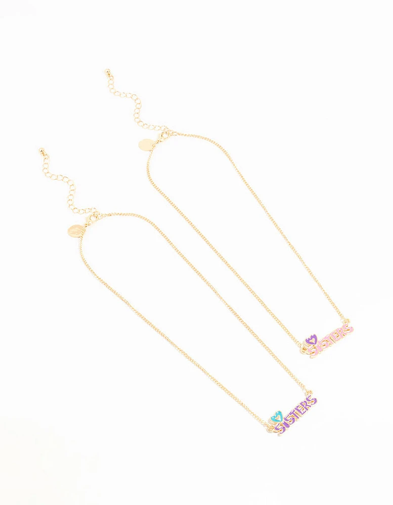 Kids Gold Sisters BFF Necklace