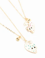 Kids Gold Moon Cat BFF Necklaces 2-Pack