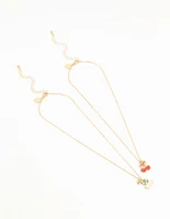 Kids Gold Cherry BFF Pendant Necklace 2 Pack