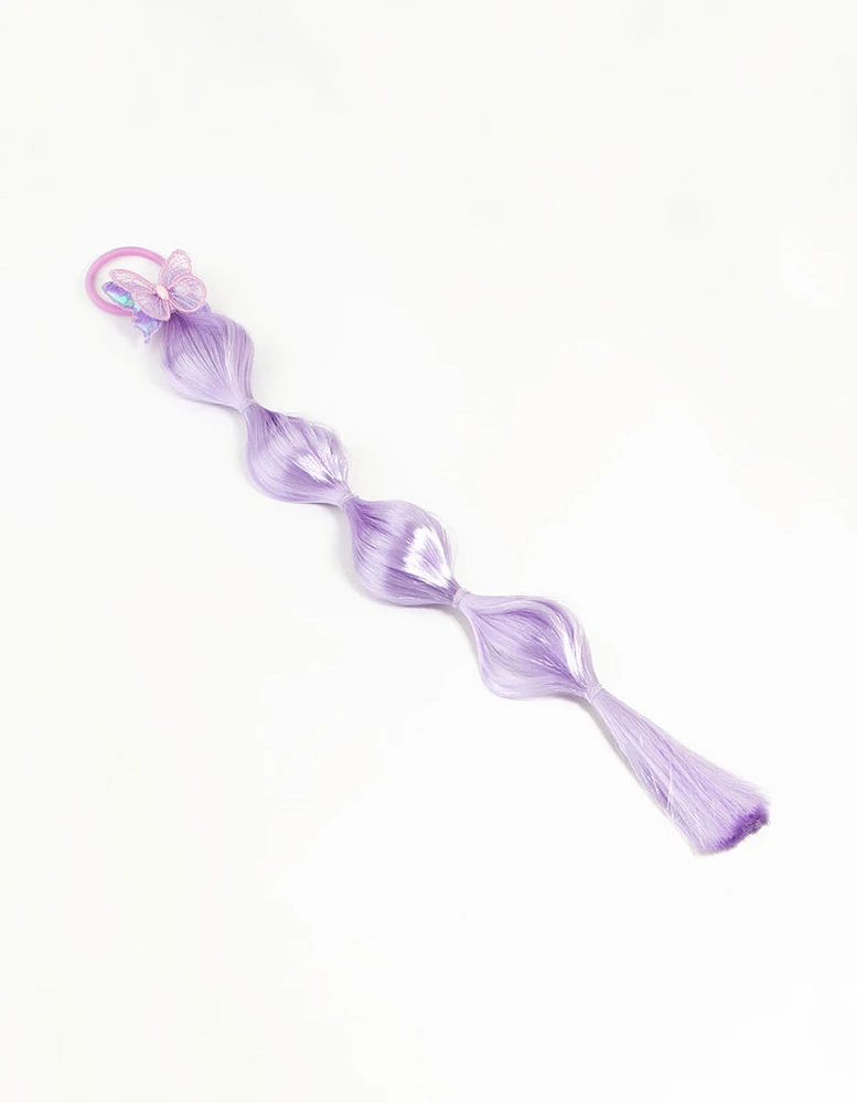 Kids Purple Butterfly Faux Hair Tie