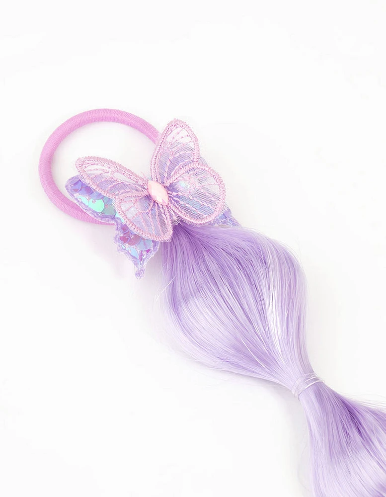 Kids Purple Butterfly Faux Hair Tie