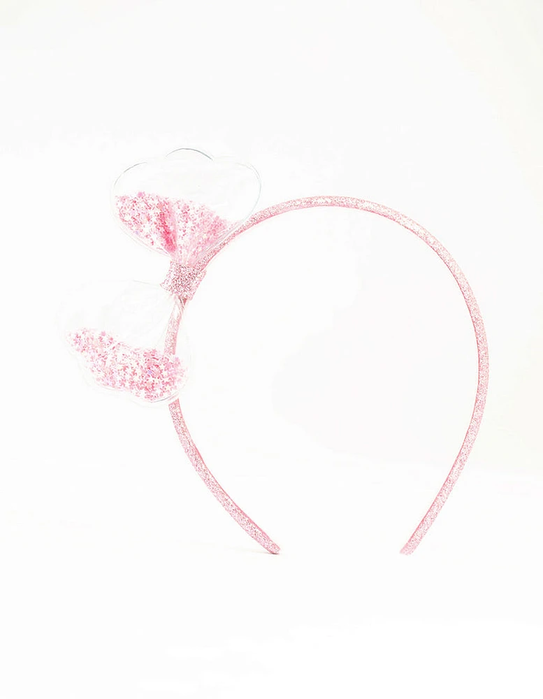 Kids Pink Sequin Shaker Bow Headband