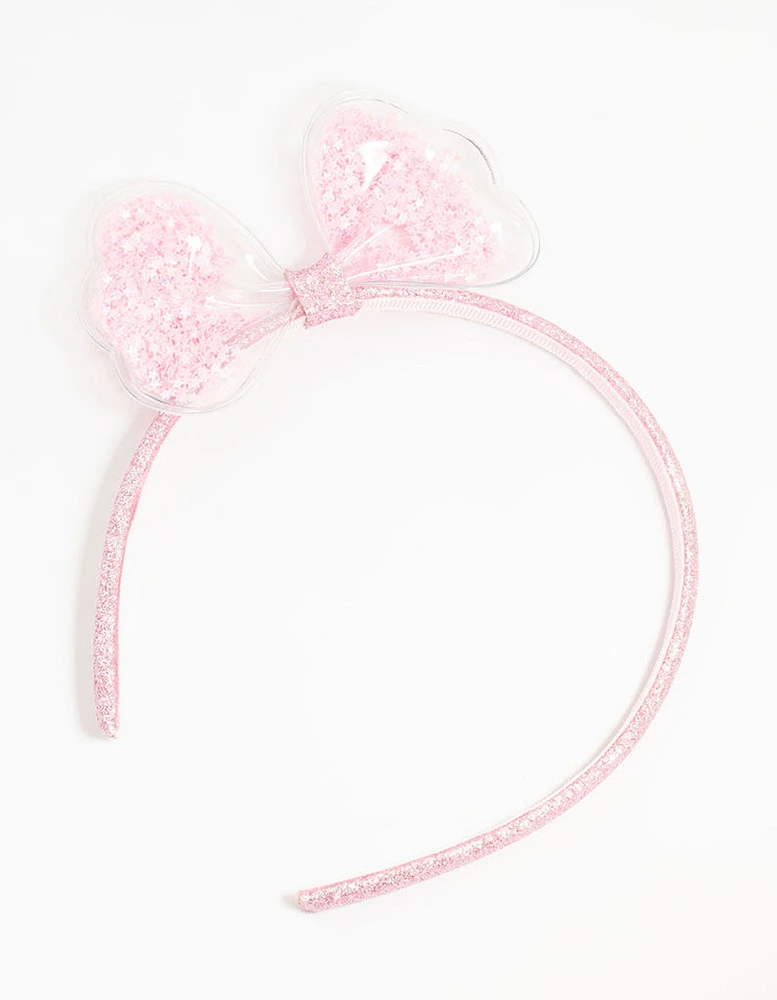 Kids Pink Sequin Shaker Bow Headband