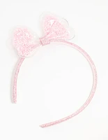 Kids Pink Sequin Shaker Bow Headband