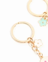 Kids Gold Flower & Heart BFF Keychains 2-Pack