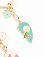 Kids Gold Flower & Heart BFF Keychains 2-Pack