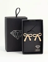 Gold Cubic Zirconia Bow Stud Earrings