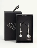 Silver Pearl & Cubic Zirconia Drop Hook Earrings