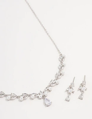 Silver Cubic Zirconia & Pearl Jewellery Set