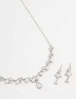 Cubic Zirconia & Pearl Rhodium Jewellery Set