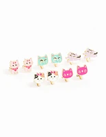 Kids Gold Cat Clip On Earrings 5-Pack