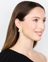 Gold Ribbed Large Hoop Earrings