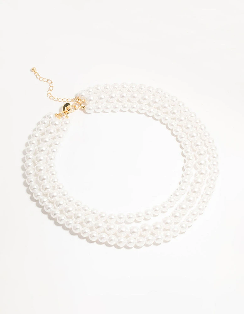 Pearl Short Gold Necklace