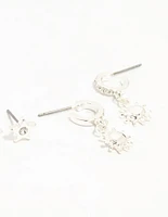 Silver Diamante Celestial 3-Pack Earrings