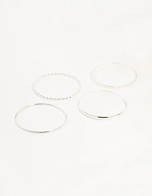 Silver Twisted Bangles 4-Pack