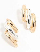 Gold & Silver Layered Stud Earrings