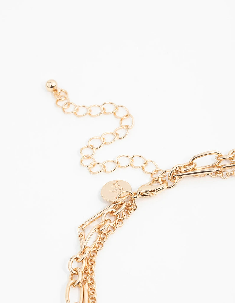 Gold Heart Layered Charm Necklace