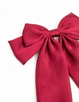 Red Satin Fabric Bow Drop Clip