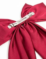 Red Satin Fabric Bow Drop Clip