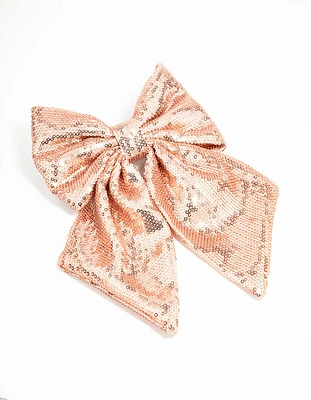 Pink Sequin Medium Bow Clip