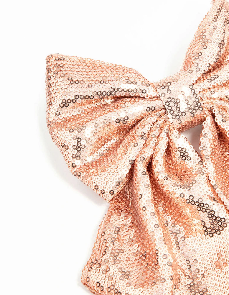 Pink Sequin Medium Bow Clip