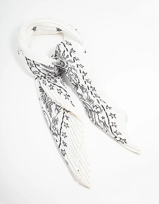 White & Black Celestial Plisse Scarf