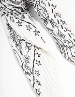 White & Black Celestial Plisse Scarf