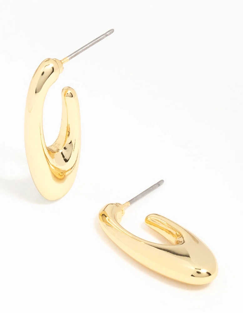 Gold Plated Drop Mini Hoop Earrings