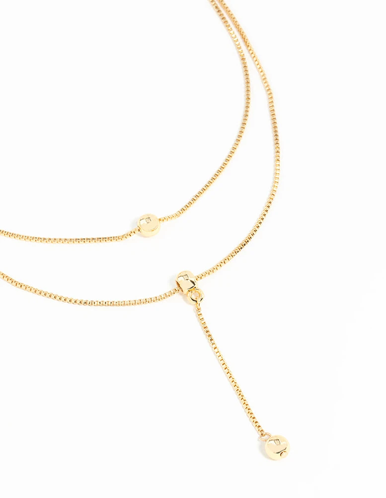 Gold Plated Box Chain Layered Necklace