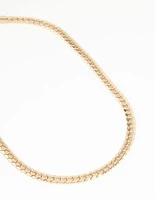 Gold Plated Flat Curb Chain Necklace