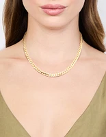 Gold Plated Flat Curb Chain Necklace