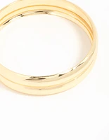 Gold Plated Wide Ribbed Bangle