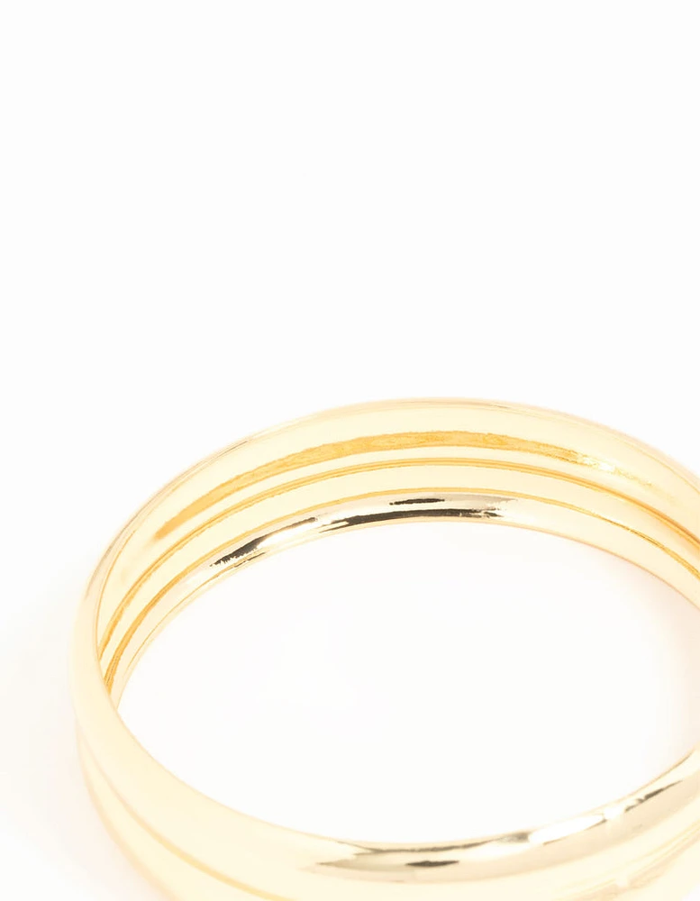 Gold Plated Wide Ribbed Bangle