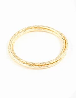 Gold Plated Textured Bangles 3-Pack