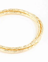 Gold Plated Textured Bangles 3-Pack