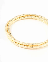 Gold Plated Textured Bangles 3-Pack