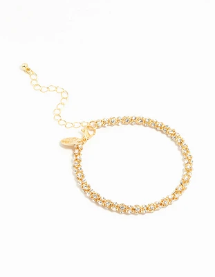 Gold Plated Diamante Fireball Chain Bracelet