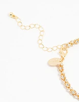 Gold Plated Diamante Fireball Chain Bracelet