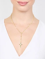 Emerald Cross Chain Y-Necklace