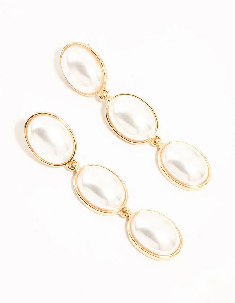 Gold Pearl Drop Earrings