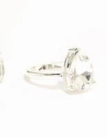 Silver & Mixed Shape Diamante Rings 3-Pack