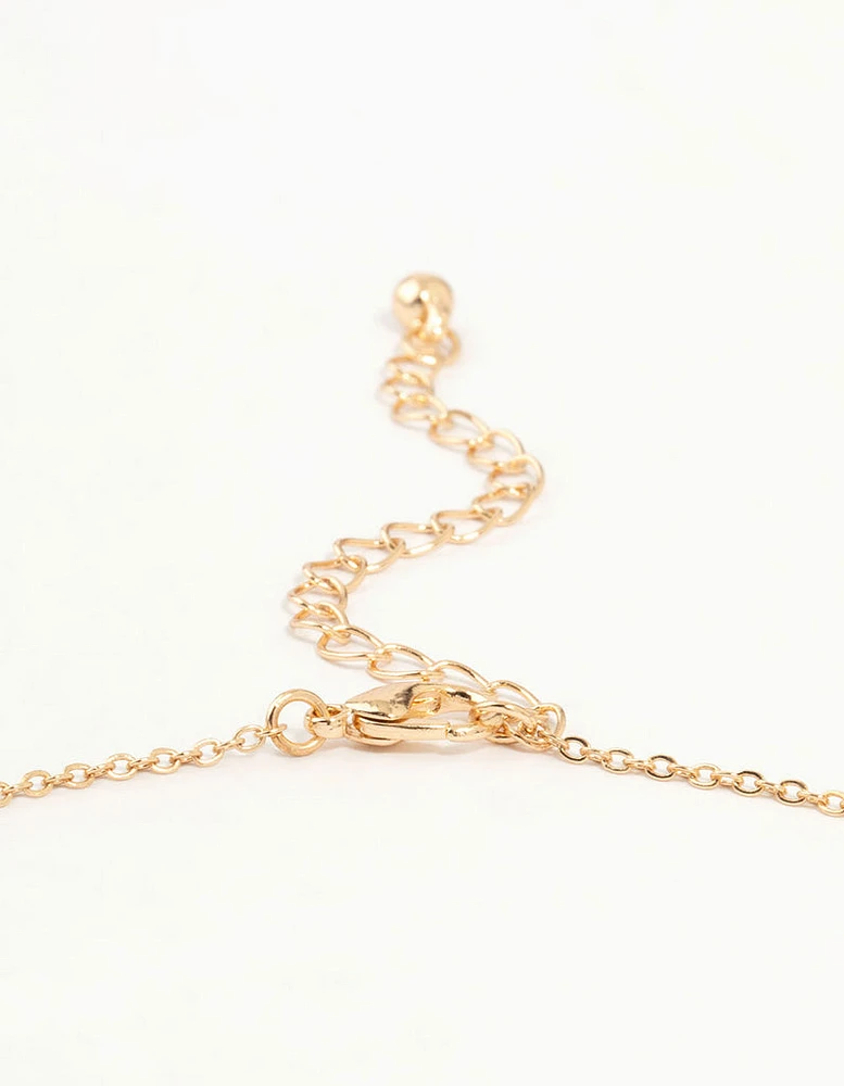 Gold Cubic Zirconia Clover Necklace