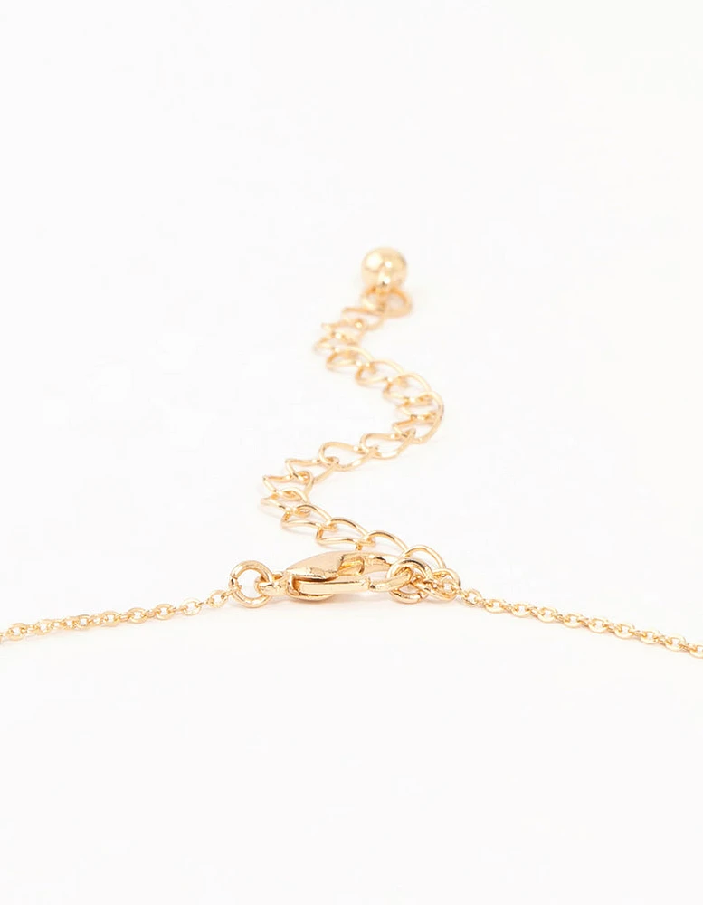 Gold Cubic Zirconia Clover Y Necklace