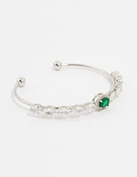 Silver Green Cubic Zirconia Marquise Wrist Cuff