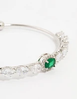 Silver Green Cubic Zirconia Marquise Wrist Cuff